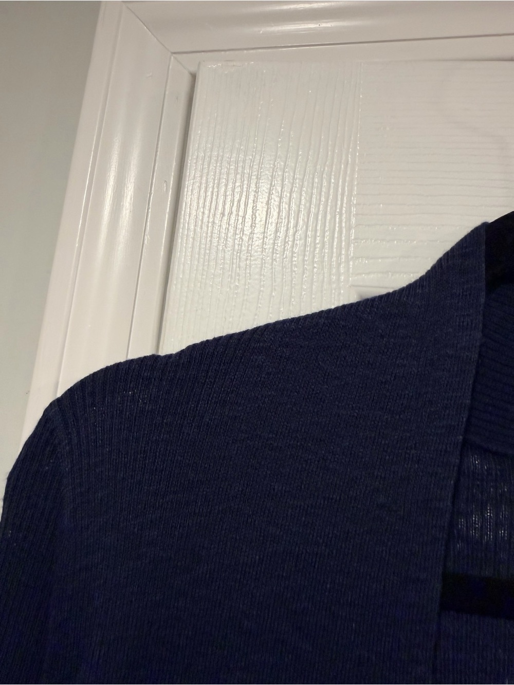 NWOT Banana Republic Size M Navy Blue Long Sleeve Ribbed Knit Cotton Cardigan - Picture 3 of 11